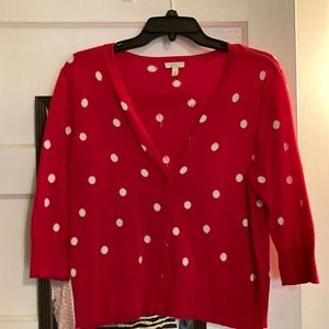 Talbots Red & White Cardigan